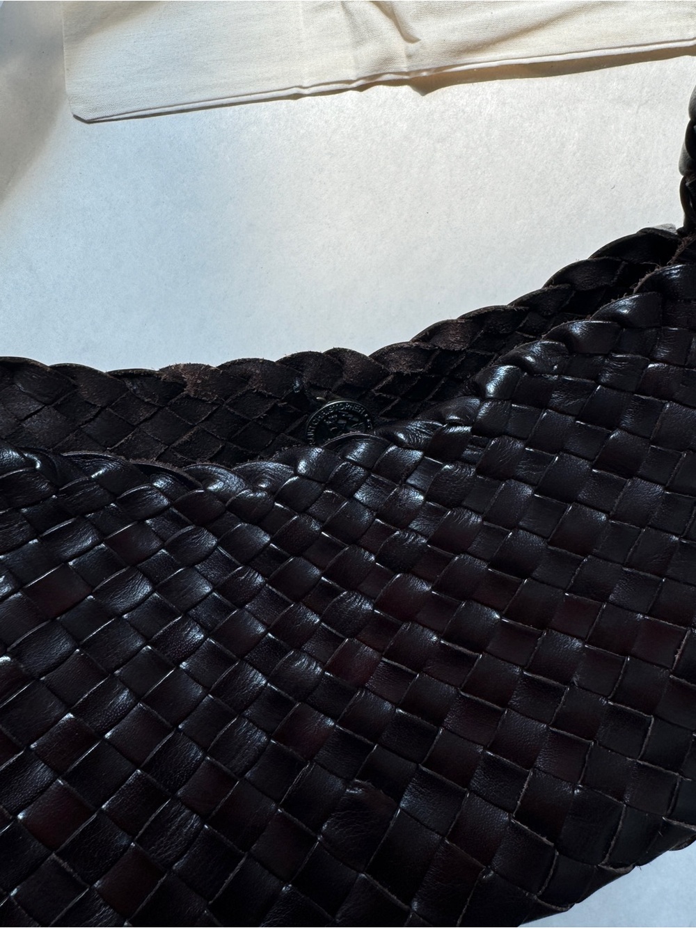 DRAGON DIFFUSION Rosanna mini woven leather tote color dark brown - Picture 10 of 13